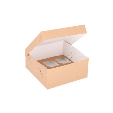 Cupcake-Box für 6 Cupcakes mit individuell gestaltetem Einsatz, 100x1210x210x100 00x90 mm, Braun (10er-Pack)