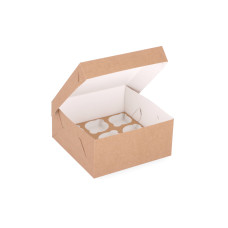 Cupcake-Box für 9 Cupcakes mit individuell gestaltetem Einsatz, 100x1210x210x100 00x90 mm, Braun (10er-Pack)