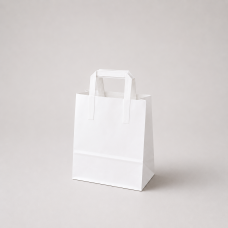 Papiertüte mit flachen Henkeln aus Kraftpapier, 180x80x220 mm, weiß (500er-Packung)