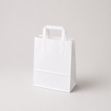 Papiertüte mit flachen Henkeln aus Kraftpapier, 220x100x180 mm, weiß (250er-Packung)