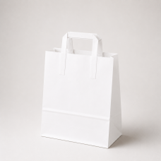Papiertüte mit flachen Henkeln aus Kraftpapier, 260x120x350 mm, weiß (250er-Packung)