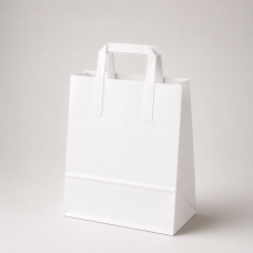 Papiertüte mit flachen Henkeln aus Kraftpapier, 320x120x410 mm, weiß (250er-Packung)