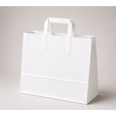 Papiertüte mit flachen Henkeln aus Kraftpapier, 450x170x480 mm, weiß (150er-Packung)