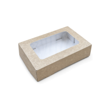 Quick Cake Box 230x150x50 mm  Fenster– natürliches Braun (15er-Packung)