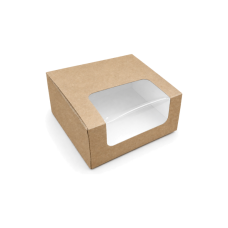 Quick Cake Box 132x132x66 mm  Fenster– natürliches Braun (25er-Packung)