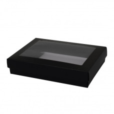 Sober-serie Box und Sichtfensterdeckel 220x160x32 mm schwarz (100er Pack)