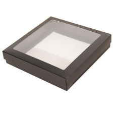 Sober-serie Box und Sichtfensterdeckel 125x125x25 mm schwarz (100er Pack)