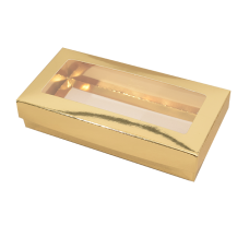 Sober-serie Box und Sichtfensterdeckel 159x78x32 mm gold (100er Pack)
