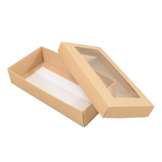 Sober-serie Box und Sichtfensterdeckel 159x78x32 mm naturbraun (100er Pack)