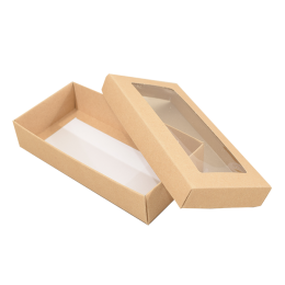 Sober-serie Box und Sichtfensterdeckel 159x78x32 mm naturbraun (100er Pack)