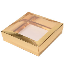Sober-serie Box und Sichtfensterdeckel 125x125x32 mm guld (100er Pack)