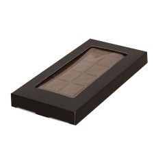 Verpackung für Schokokekse 160x80x15 mm schwarz matt großes Fenster (100er Pack)