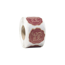 Etikett God jul Sigill natur/röd 48 mm (500-pack)