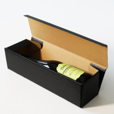 Gift box Leinen geprägt 340x90x90mm schwarz 1 Flasche (100er Pack)