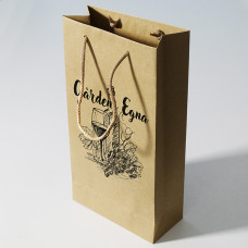 Luxuriöse Flaschentasche mit Ihrem Wunschdruck, 200 x 90 x 380 mm, Naturbraun (100er-Pack)