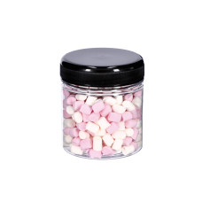 Rundes Kunststoffgefäß mit schwarzem Deckel, Ø63x70 mm, 150 ml, 20er-Packung
