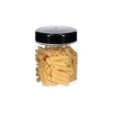 Rundes Kunststoffgefäß mit schwarzem Deckel, Ø92x100 mm, 500 ml, 12er-Packung