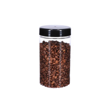 Rundes Kunststoffgefäß mit schwarzem Deckel, Ø83x150 mm, 750ml, 12er-Packung