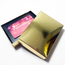 Box für Geschenkkarte 112x82x25 mm gold  inkl. Halter (100er Pack)