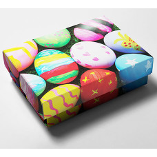 Box mit Deckel Motiv Ostereier, 112x82x32/20 mm (100er Pack)