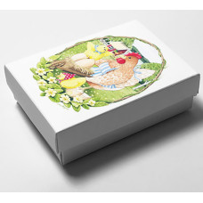  Box mit Deckel Ostemotiv Huhn, 112x82x32/20 mm (100er Pack)
