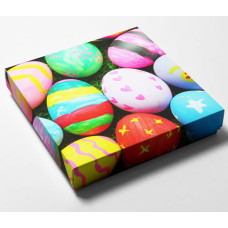 Box mit Deckel Motiv Osterier, 125x125x25 / 20 mm (100er Pack)