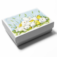  Box mit Deckel Osterhühner, 112x82x32/20 mm (100er Pack)